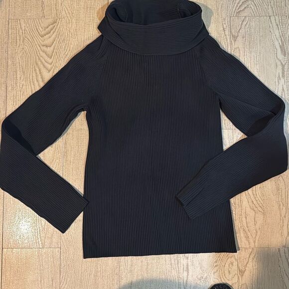 Tommy Hilfiger black cotton long sleeve mock neck sweater size medium - Picture 1 of 6